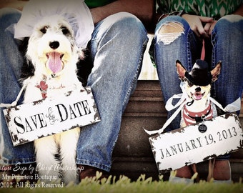 Personalized Save The Date Signs for Wedding Dogs | Engagement Signs | Save the Date Photo Props | Summer Wedding Signs | Vintage Wedding