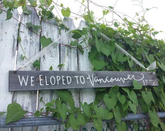 We Eloped Sign | Just Married Sign | Reclaimed Pallet Wood | Rustic Wedding Decor | Wedding Announcement | Rustic Photo Prop |Secret Wedding