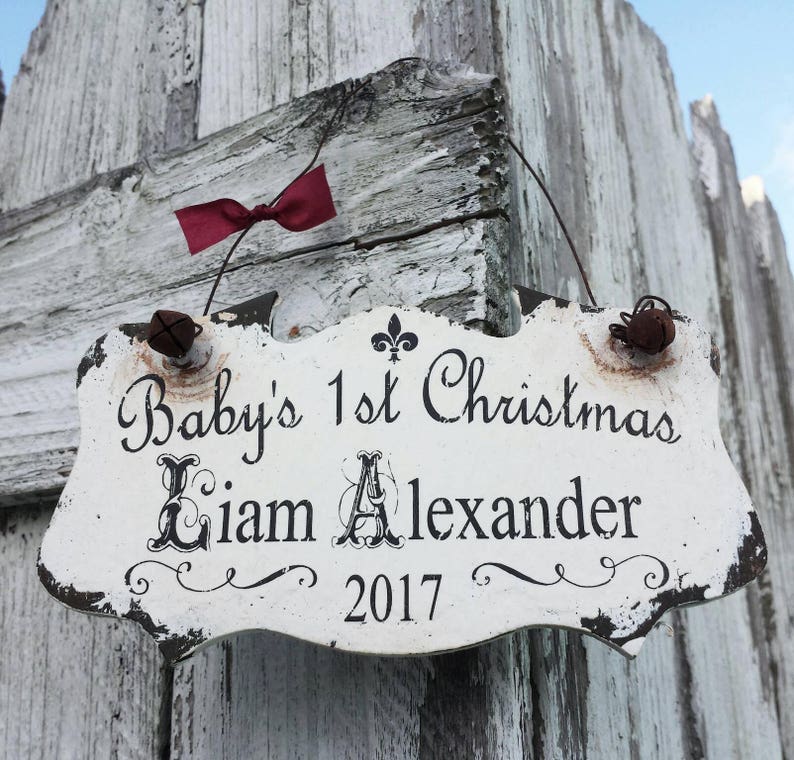 Baby's First Christmas Ornament Personalized Baby's 1st Christmas Ornament Baby Gift for Girl or Boy Baby Ornament Rustic Ornament image 2
