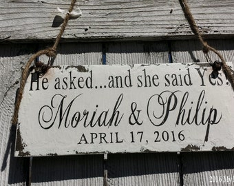 He Asked | She said Yes | Save The Date Sign | Were Engaged | Just Engaged | Engagement Photo Props | Future Mrs | Wedding Signs for Dogs