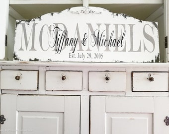 Last Name Wood Sign | Established Name Sign | Custom Last Name Sign | Large FAMILY NAME SIGN | Personalized Sign | Shabby Chic Wedding Sign