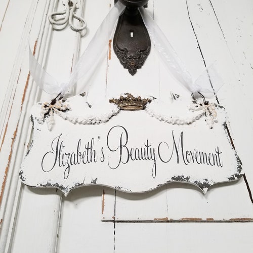 Custom Business Sign | Rustic Business Sign | Business Door Sign | Personalized Name Sign | Vintage Inspired Sign | Crown and Swag Motif