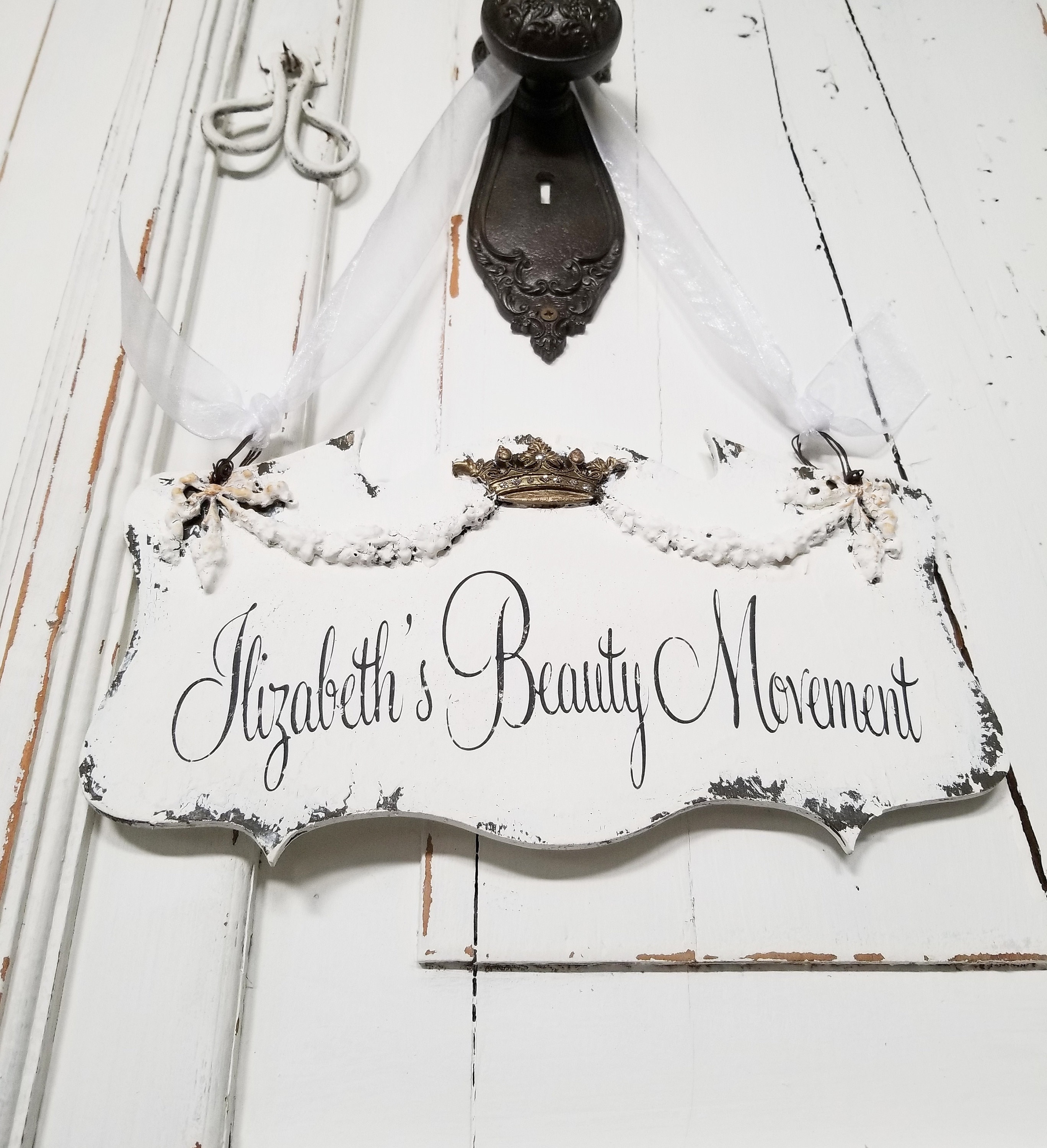 Custom Business Sign | Rustic Business Sign | Business Door Sign | Personalized Name Sign | Vintage Inspired Sign | Crown and Swag Motif