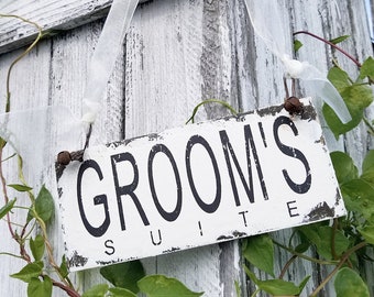 GROOM'S SUITE SIGN | Door Sign for Groom's Suite | Vintage Wedding Sign | Boho Wedding Decor | Rustic Wedding Decor | Hand Painted | Wood