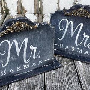 Rustic Chalkboard Mr and Mrs Signs | Sweetheart Table Signs | Rustic Wedding Sign | Rustic Wedding Decor | Personalized Wooden Wedding Signs