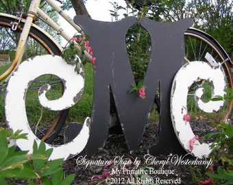 LARGE WOODEN LETTERS | Wooden Ampersand | Distressed Letters | Wooden Monogram | Wooden Initials | Wall Letters | Wooden Wedding Letters