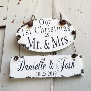 Our 1st Christmas Ornament Personalized Mr and Mrs Ornament Our First Christmas Ornament MR & MRS Christmas Ornament Wedding Ornament image 1