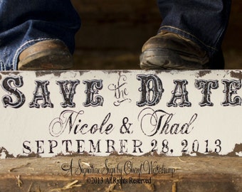 Rustic Save The Date Sign | Newly Engaged | We&#39;re Engaged | Engagement Photo Props | Engaged Couples Gift | Barn Wedding | Western Wedding