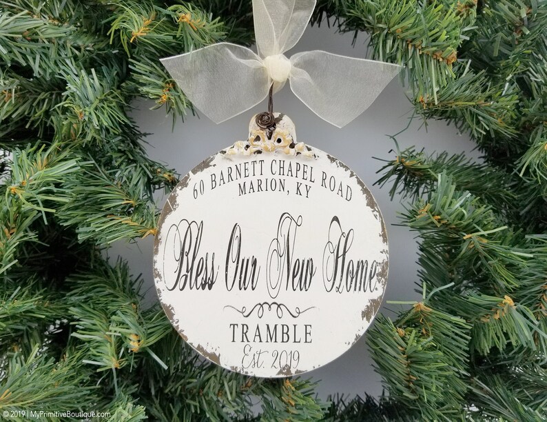 NEW HOME ORNAMENT Address Ornament Personalized Realtor Gift Idea Housewarming Gift New Home Gift First Home Gift Vintage image 1