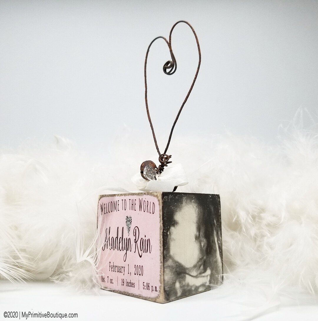 Personalized Wooden Block Photo Ornament - Customizable Christmas Gift ...