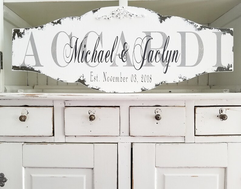 Established Sign Family Name Sign Custom Sign Last name Sign Housewarming Idea Wedding Gift Personalized Sign Shabby Chic image 2