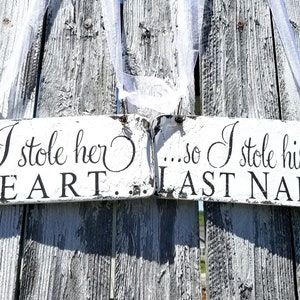 I Stole Her Heart | So I Stole His Last Name |Wooden Wedding Signs | Rustic Photography Props | Rustic Wedding Photo Props | Eloped Signs