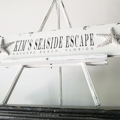 Custom Beach House Sign With Starfish Personalized Name Sign Etsy