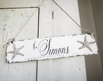 Personalized Beach House Sign | Beach House Decor | Custom Sign | Established Sign with Starfish | Shabby Chic Sign | Coastal Home Decor