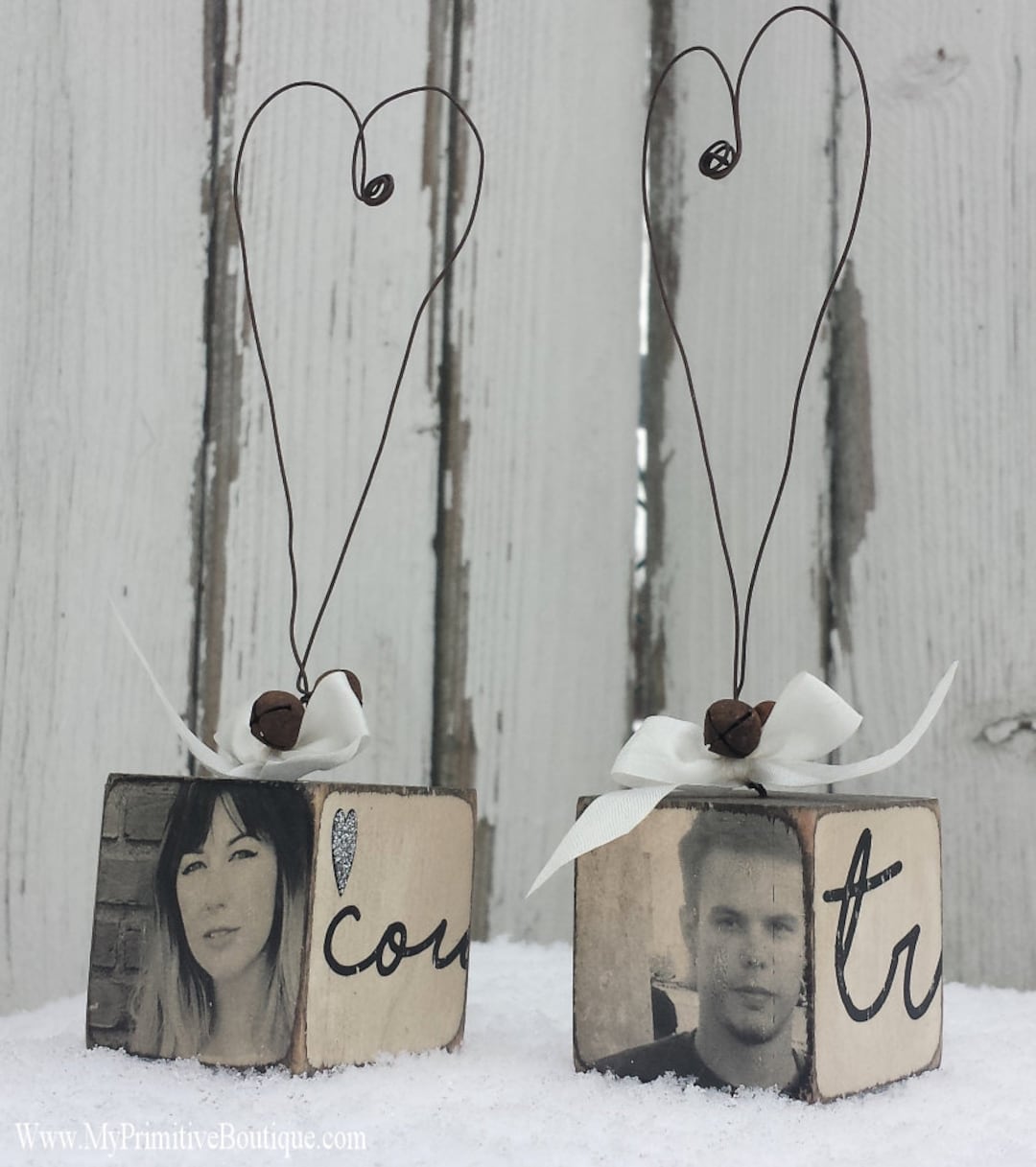 Custom Photo Ornament Christmas Ornament Personalized Rustic Wood Block ...