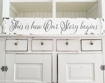 This is how Our Story begins | Quote Sign | Rustic Wedding Sign | Rustic Aisle Decor | Wooden Sign | Ring Bearer Sign | Rustic Wedding Decor