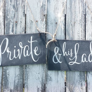 Chalkboard Wedding Signs | Military Wedding Decor | Rustic Wedding Decor | The Private & His Lady | Wedding Chair Signs | Chalkboard Signs