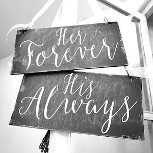 Rustic Chalkboard Signs | Rustic Wedding Signs |Wedding Chalkboard | Wood Chalkboard | Chalkboard Wedding Decor | Her Forever & His Always