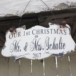 OUR FIRST CHRISTMAS Ornament | Mr and Mrs Christmas Ornament | Personalized Wedding Ornament | Just Married Ornament | Our 1st Christmas