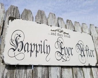 and they lived Happily Ever After Sign | Rustic Wedding Decor | Vintage Wedding | Just Married Wedding Gift | Gothic Wedding Decor | Wooden