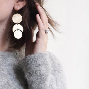 Luna Earrings, Moon Shape Earrings, Moon Earrings, Circle Earrings, Statement Earrings, GEMINI image 1