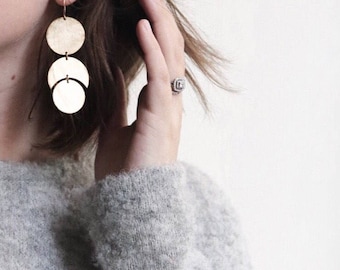 Luna Earrings, Moon Shape Earrings, Moon Earrings, Circle Earrings, Statement Earrings, GEMINI