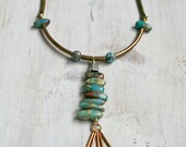 Sunra Tassel Necklace / Jade Bead / Brass / Gift