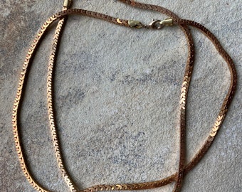 Snake Chain, Vintage Snake Chain Necklace, Vintage Chain, Brass Chain, Minimalist Chain, Slinky Necklace