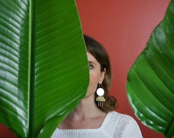 Geometry Earrings, Statement Earrings, Bold Earrings, Gift for Her, Tassel Fringe Earrings, TRIFECTA