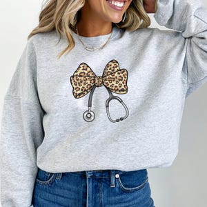 Leopard Print Nurse Life Sweatshirt, Nurse Appreciation Gift, Cute Nursing Outfit, Hospital RN Pullover, Medical Assistant Clothing