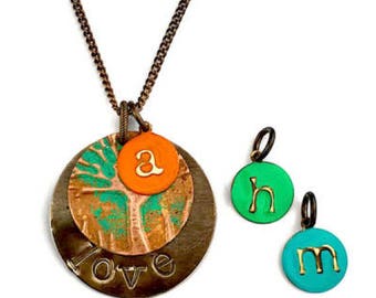 Mixed Metals Boho Love Family Tree Necklace