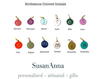 Family Birthstones Tree Necklace, Letters 2 in 1 Initial Jewelry