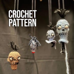 Shrunken Heads spooky decor crochet pattern with video