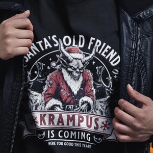 Krampus Christmas Shirt Krampusnacht Spooky Humor for the Holidays Horror Crewneck Gothic Style Santa&#39;s Old Friend