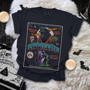 Summerween Werewolf 80s horror movie shirt! Friday the 13th summer camp vibes, werewolf, supernatural, VHS tape, spooky haunted design, zombie, Halloween slasher tee, retro horror lover apparel.