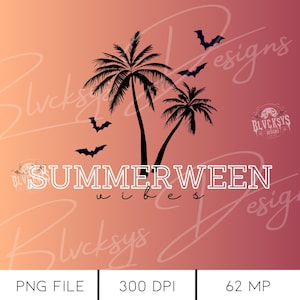 Sommarpalm Multifunktionell PNG | Klistermärken, T-shirts, Tryck | Direkt Nedladdning | Tropisk Spöklik Halloween på sommaren