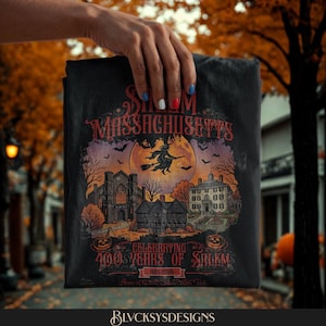 Salem 400th Anniversary Shirt, Salem Massachusetts Halloween Tee, Historic Salem Landmarks Witch Trials Comfort Colors 1717