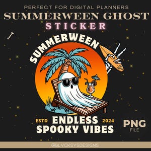 Summerween Geist Horror Sommer Aufkleber Boo Korb Geschenk DOWNLOAD NUR Geist am Strand Magnetischer Autoaufkleber Spiegel Aufkleber Aufkleber