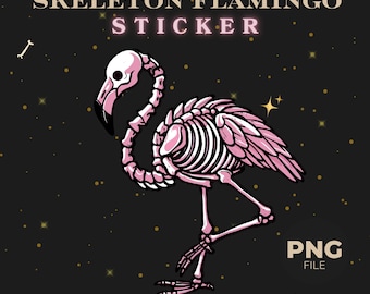 Summerween Skeleton Flamingo Multi-use PNG | Stickers, T Shirts, Prints | Instant Download | Tropical Spooky Halloween In The Summer