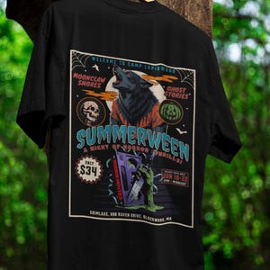 Summerween Werewolf 80s horror movie shirt! Friday the 13th summer camp vibes, werewolf, supernatural, VHS tape, spooky haunted design, zombie, Halloween slasher tee, retro horror lover apparel.