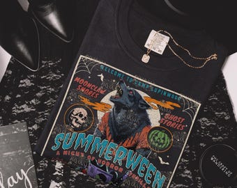 Summerween weerwolf shirt jaren 80 horror filmposter Slasher zomerkamp comfort kleuren 1717 Boo mand cadeau idee folkhorror Blvcksysdesigns