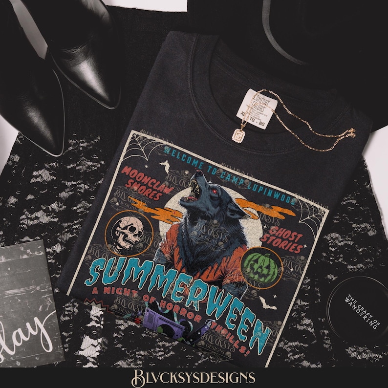 Summerween Werewolf Shirt 80’s Horror Movie Poster Slasher Summer Camp Comfort Colors 1717 Boo Basket Gift Idea Folk Horror Blvcksysdesigns image 1