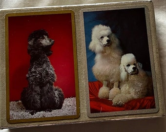 Vintage Poodle Dogs Playing Cards in box, 2 decks of cards, Congress Playing Cards