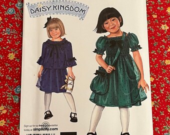 Daisy Kingdom Dress, Jacket, Bag Simplicity Pattern 2747, Child Size 2, 3, 4, 5, 6 * 2008 Girl's fashion, puffy sleeves, 2 layer fabric