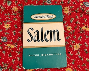 Vtg Salem Cigarette Advertising Playing Cards, Menthol Fresh, Filter Cigarettes Promotion Giveaway, Complete deck, no jokers, plastic case