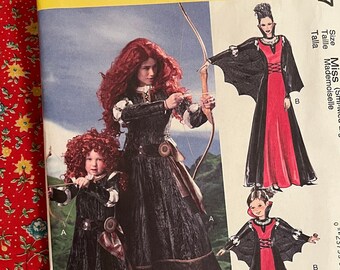 Miss Size Sml, Med, Lrg, Xlg Dress & Cape Costume, McCall's Pattern M6817, 2013, 2 styles long dresses