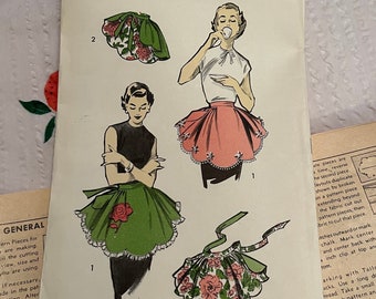 1950's Apron Pattern, Vintage Advance Pattern 7751, One Yard Aprons, 2 styles, Advance Sew-Easy Pattern, reversible half aprons
