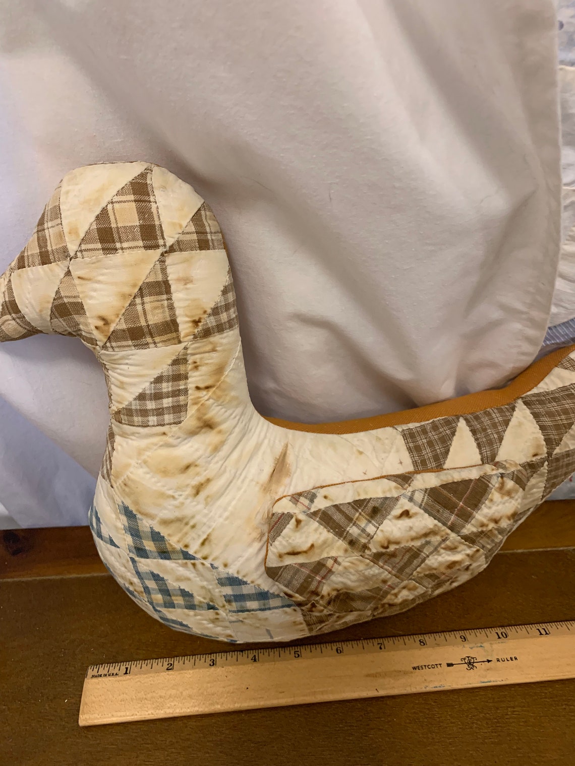 Vintage Quilted Duck Pillow handmade stuffed animal made Etsy