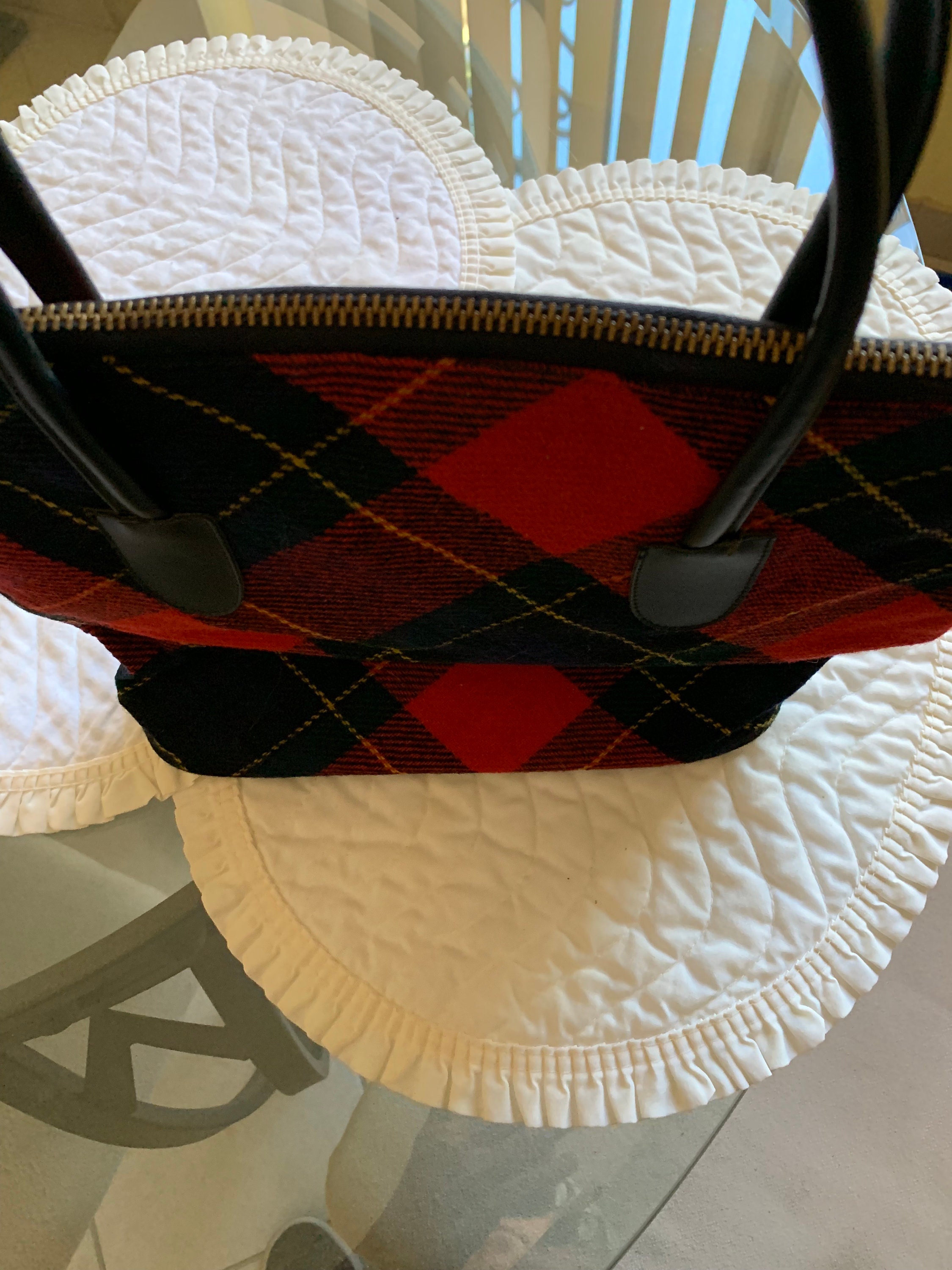 Vintage Margaret Smith Purse Red black plaid fabric with | Etsy