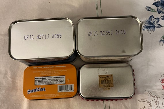4 Tins With Lids: 1 Candy Tin and 1 Prayer Box With Hinged Lids, 2